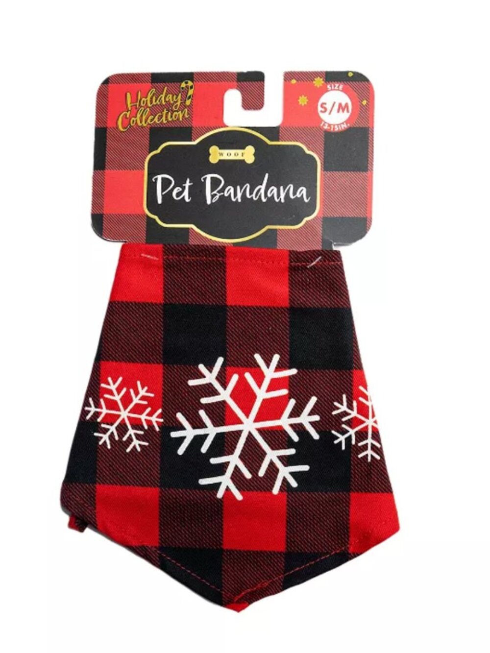 Woof Buffalo Check Snowflake Pet Bandana  Black & Red Holiday NWT